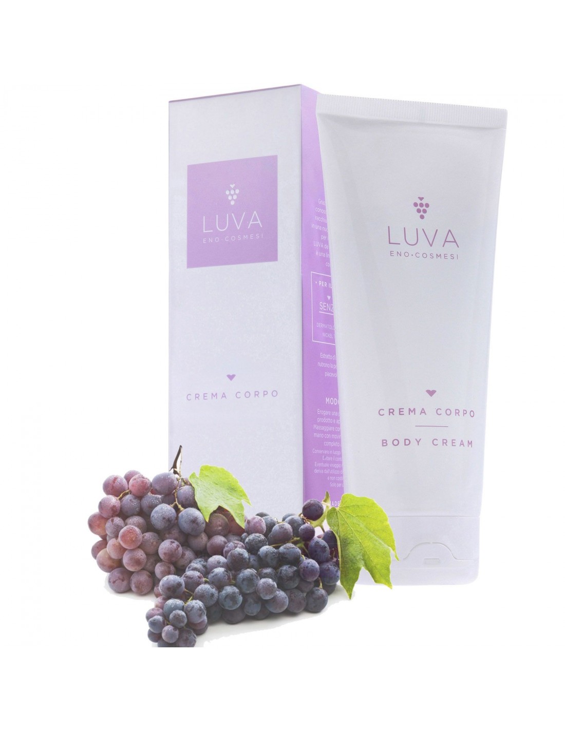 LUVA Crema Corpo Con Burro di Karité Olio di Cocco Olio di Mandorle Dolci ed Estratto di Uva 200ml Made In Italy