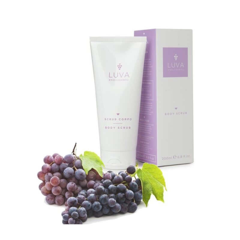 LUVA Scrub Corpo Con Olio di Cocco Noccioli di Albicocca Semi di Vinacciolo ed Estratto di Uva Rossa 200ml Made in Italy